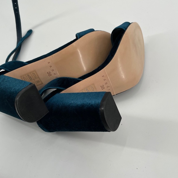 New Sandro Women's Blue Velvet Heeled Sandals size 39 - Picture 8 of 12